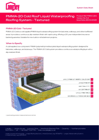 Langley PMMA 20 Cold – Textured  Liquid
Waterproofing Roofing System Data Sheet
