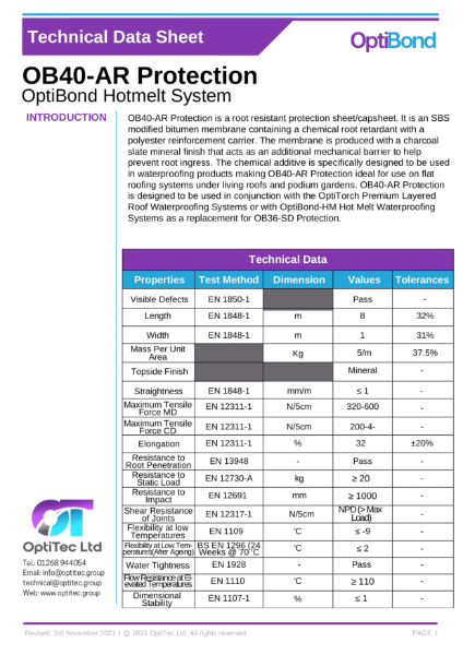 OB40-AR Protection TDS