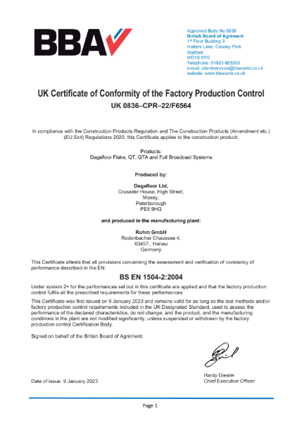 UK Certificate of Conformity of the Factory Production Control - UK ...