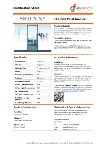 SXJ-0590 Point Gradient Specification Sheet