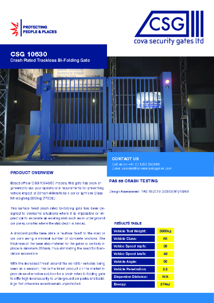 CSG10630 Crash Rated Trackless Bi-Folding Gate