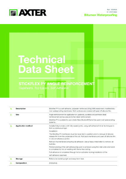 Stickflex PY Angle Reinforcement Technical Data Sheet