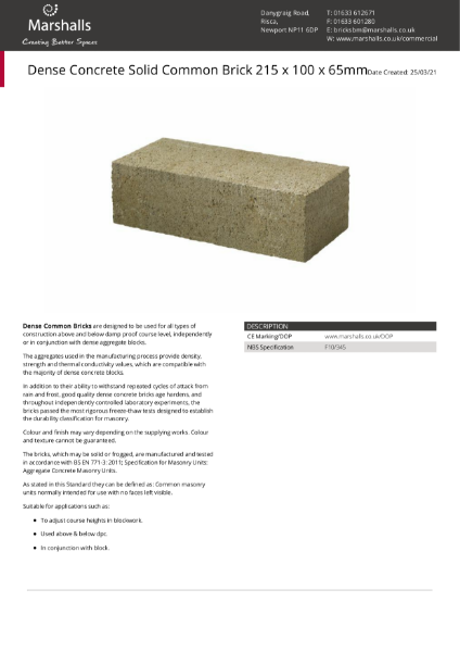 Dense Concrete Common Brick