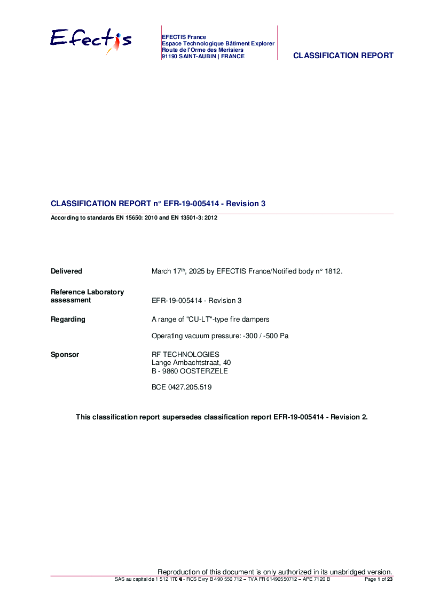 CU-LT Classification Report Efectis