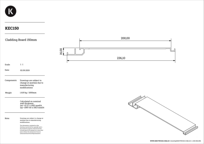 KEC200LW Cladding Board 200 mm