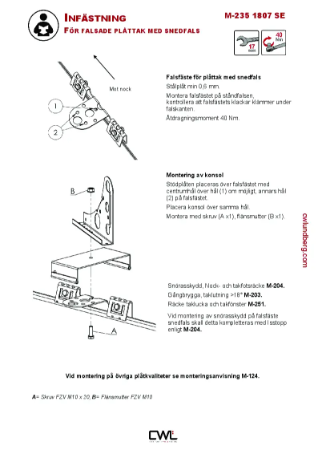 M-235SE.pdf – Infästning för falsade plåttak med snedfals