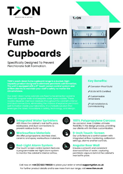 Wash-Down Fume Cupboard Technical Data Sheet