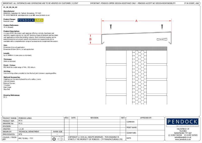 Pendock Linea - Building Linings - Parapet Cappings - Sloping