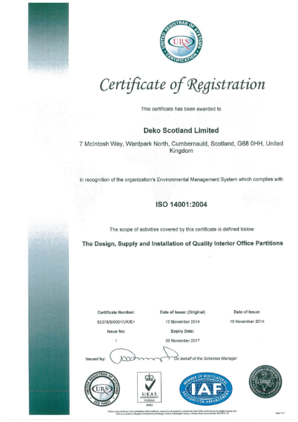 ISO 14001:2004 Certificate