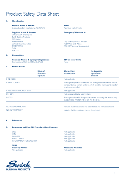 Product safety data sheet - Marbrex