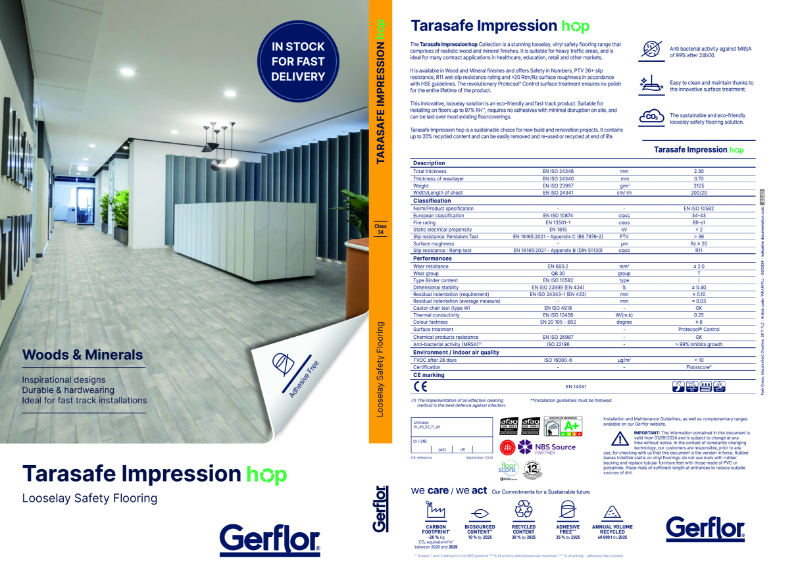 Tarasafe Impression HOP Compact Loose Lay – Technical Data Sheet