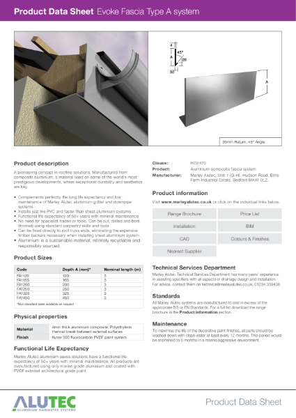 Marley Alutec Product Data Sheet Evoke Fascia Type A