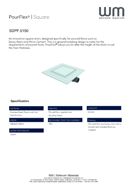 PourFlex Square Data Sheet