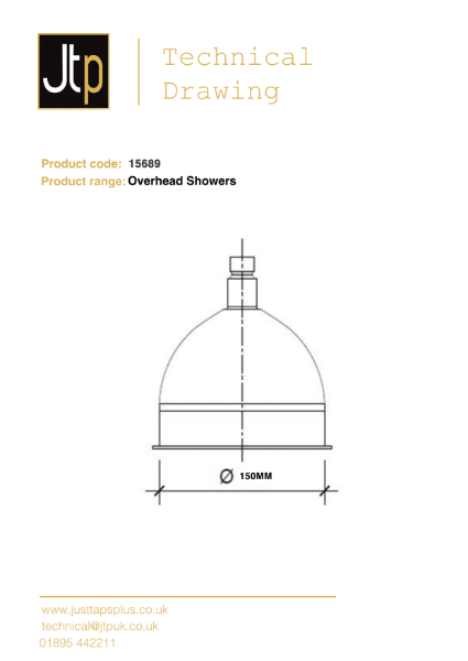 Grosvenor Shower Head 150 mm – Product Data Sheet