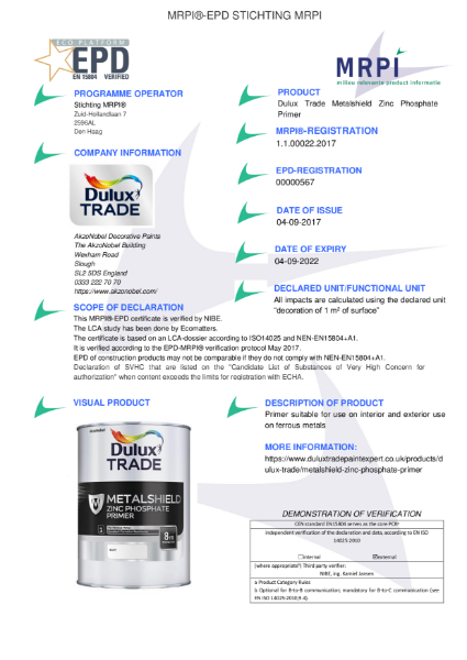 22 MRPI EPD Metalshield Zinc Phosphate Primer DEF