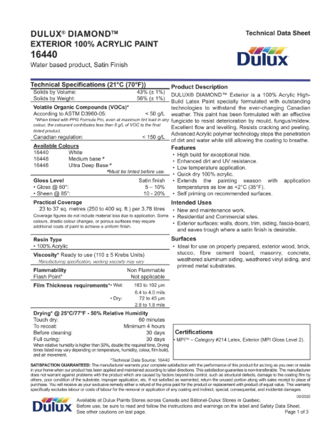 Dulux® Diamond Exterior 100% Acrylic Paint 16440