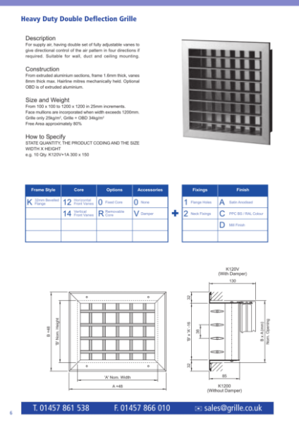 Heavy Duty Double Deflection Grille