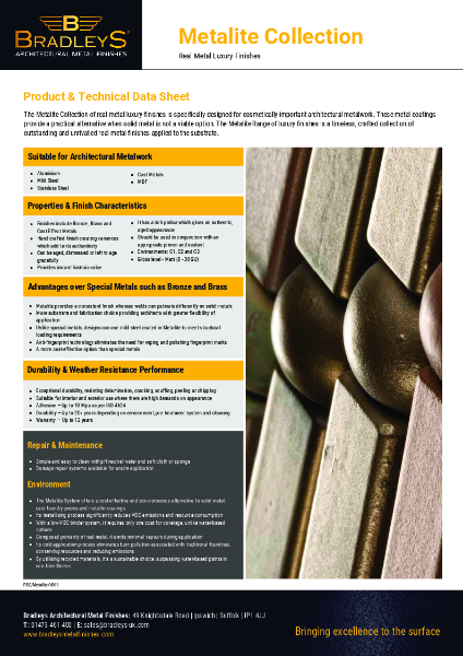 Metalite Collection Product & Technical Data Sheet