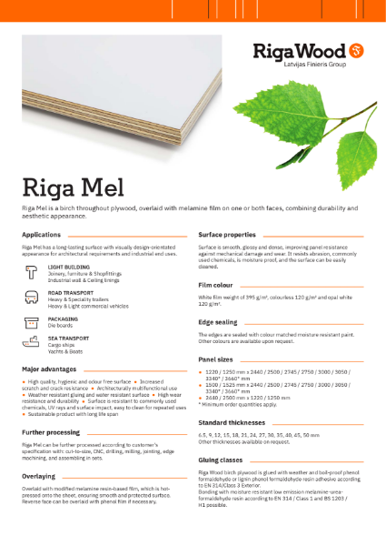 Riga Mel - Datasheet - Riga Wood