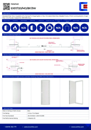 Datasheet - Riser Door (Range 57) - Beaded Frame - 2 Hour Fire Rated