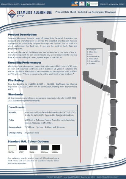 Data sheet Socket and lug rectangular pipe