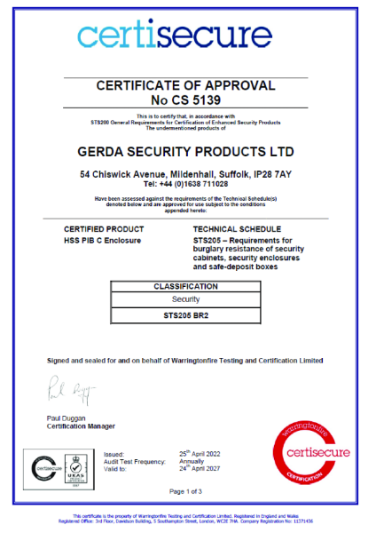 Certisecure Certificate of Approval 