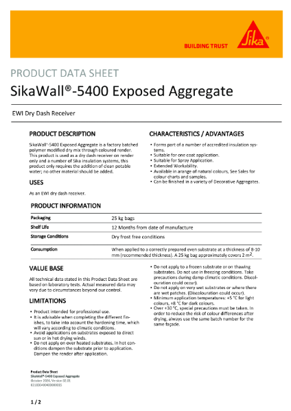 SikaWall®-5400 Exposed Aggregate PDS