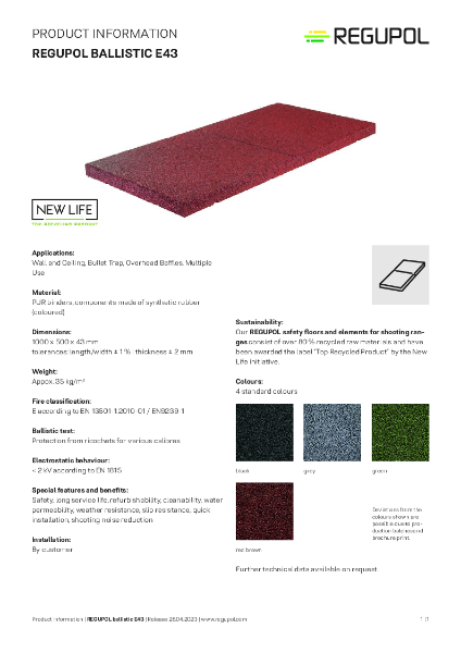REGUPOL ballistic E43 - Product Information