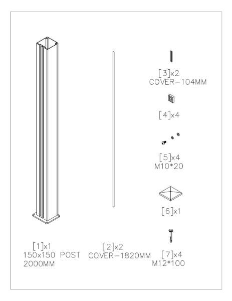 Post (150mm - Driveway Gate Diagram)