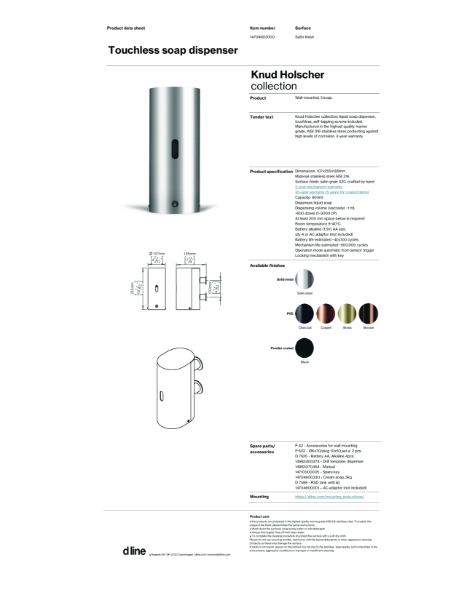 Touchless soap dispenser (data sheet)