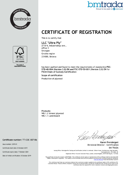 Chain of Custody Certification - ULTRA PLY