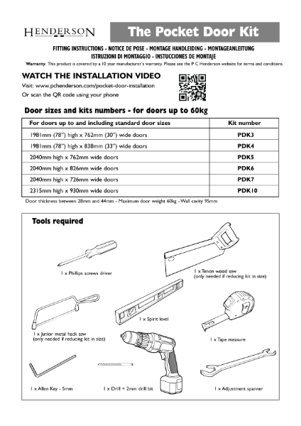 Pocket Door Fitting Instructions