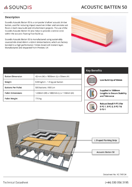 Soundis Acoustic Batten 50 Data Sheet