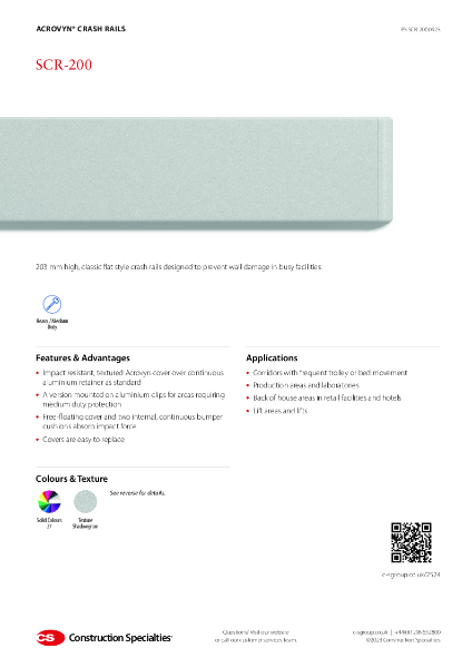 CS Acrovyn® SCR-200 Crash Rail_Product Sheet (09.23)