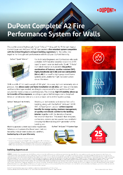 DuPont Complete A2 Fire
Performance System for Walls