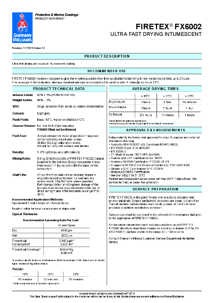 Steel Protection FIRETEX® FX6002 Product Data Sheet
