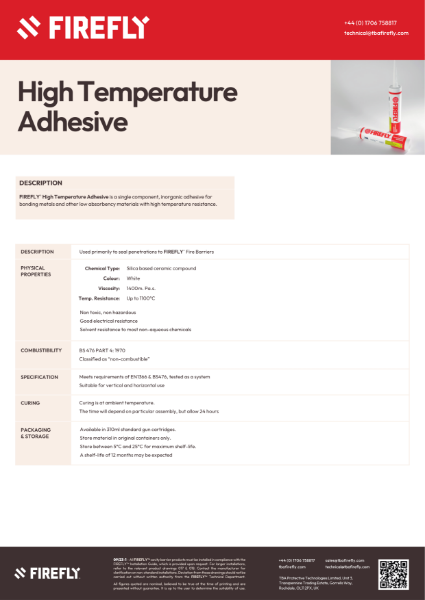 FIREFLY™ High Temperature Adhesive - Data Sheet