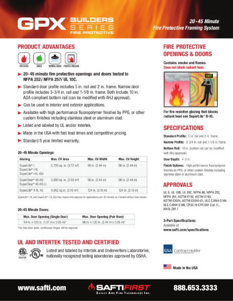 GPX® Builders Series Fire Protective Data Sheet