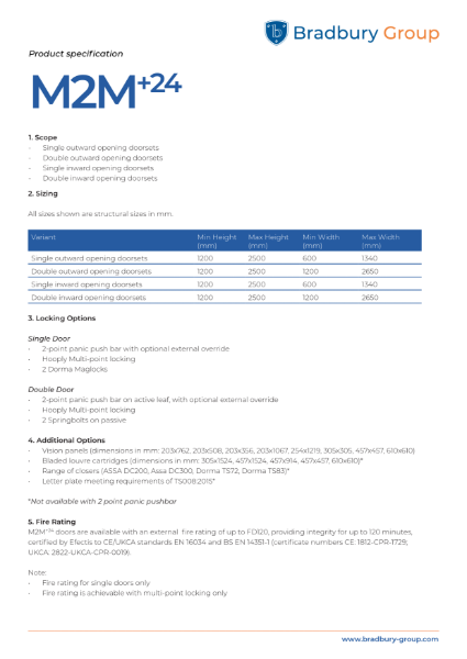 M2M+24 Steel Security Door Product Specification