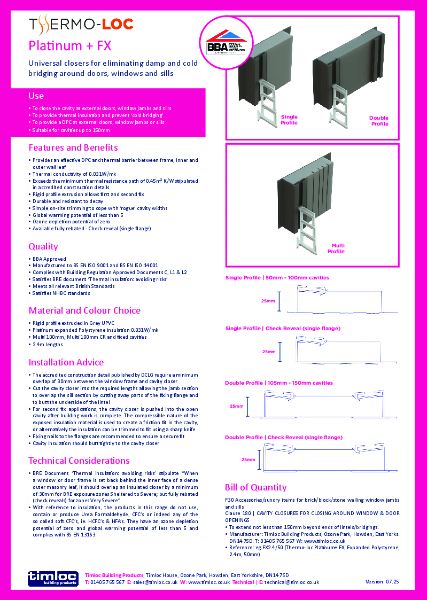 Thermo-loc Platinum + FX Cavity Closer Datasheet