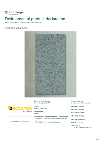 EPD - Ecophon Saga (Grey)