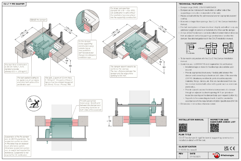 CU-LT DW145 compliant installation guide - floor/ceiling
