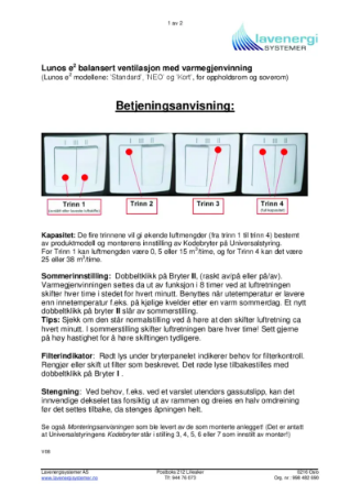 Universalstyring - Betjeningsanvisning
