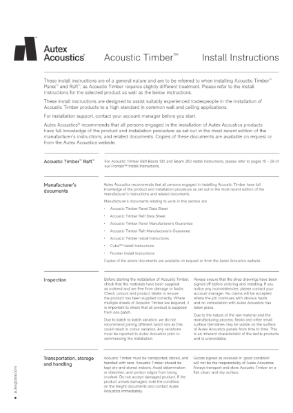 Acoustic Timber Install Instructions