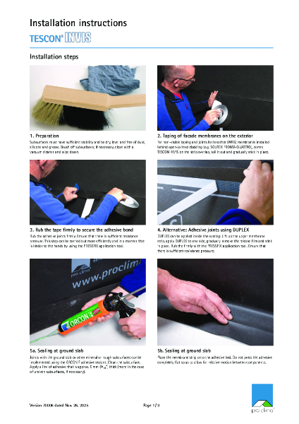 Pro Clima Tescon Invis Installation Instructions