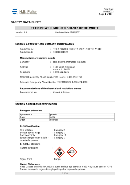 Power Grout Optic White - SDS