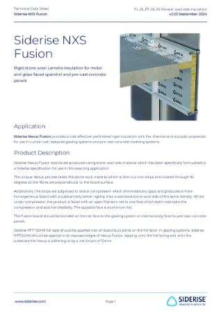 Siderise NXS  Nexus Fusion for spandrel panels – Technical Data