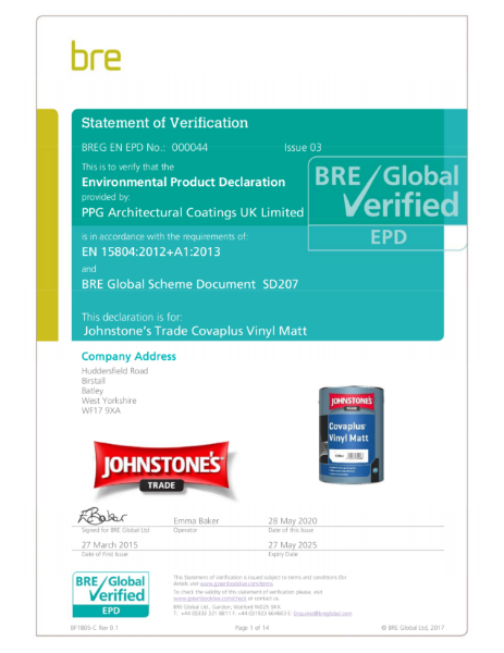 Environmental Product Declaration (EPD): BREG EN EPD No.: 000044