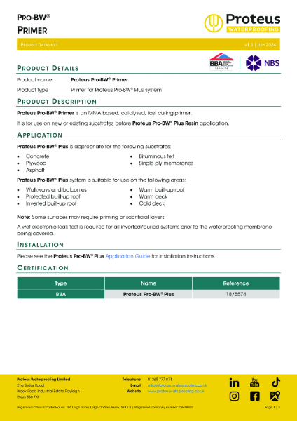 Product Data Sheet - Proteus Pro-BW® Primer