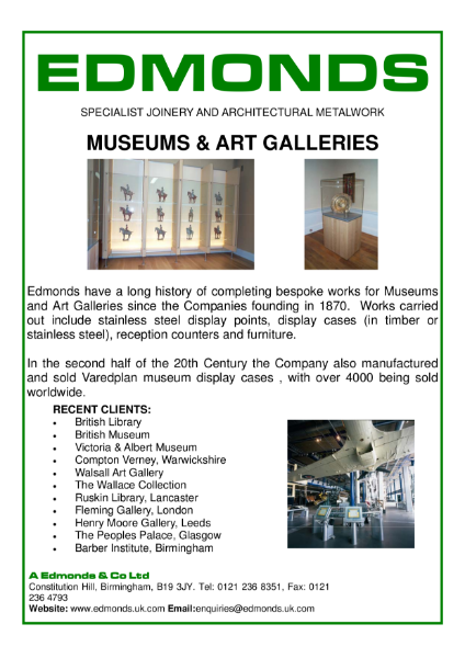 Edmonds Museumsand Art Galleries, Specialist Joinery and Architectural Metalwork